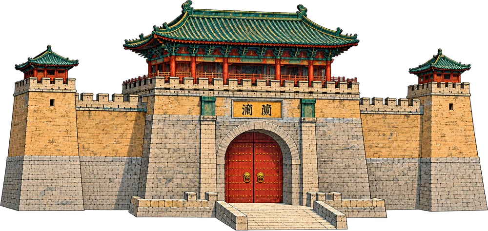 華州古城門插畫